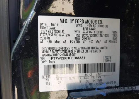 2015 Ford F-250 Lariat из США, поврежденный, VIN 1FT7W2B61FEB86881